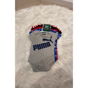 Puma 5 pack Baby Boy's Short Sleeve Bodysuits, 12 months